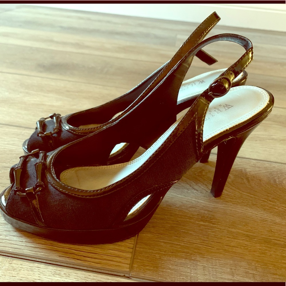 Black sling back heels